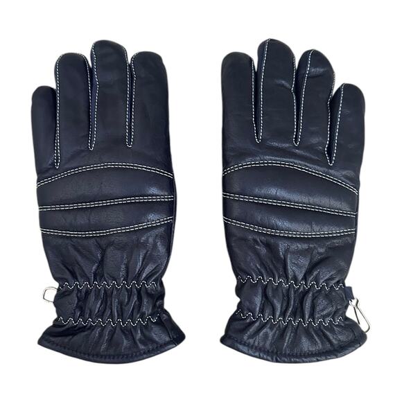Convoy Accessories - Conroy Leather Gloves Women’s Small Navy Blue Lined Winter Made in Japan
